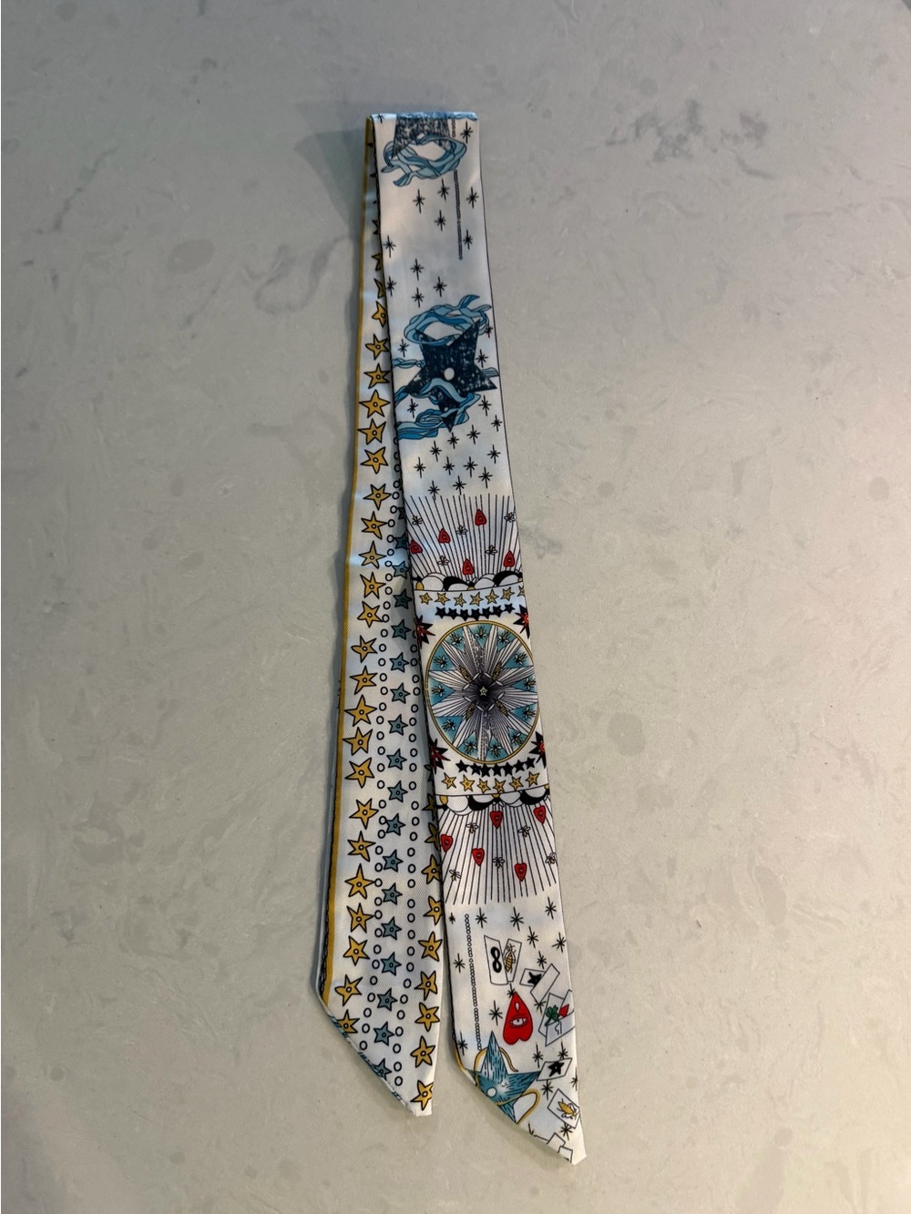 Twilly Silk Scarf, ♥️💙 🤍 - Picture 7 of 9